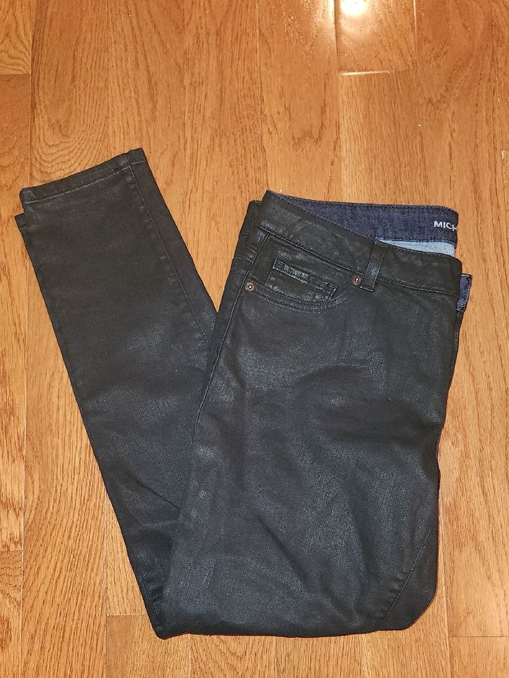 Michael Kors Womens Jeans Black Skinny Coated Jeans Size 10